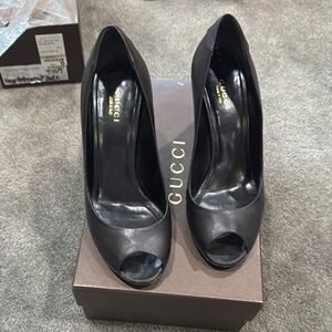 Gucci Black Peep-Toe Women's Shoes